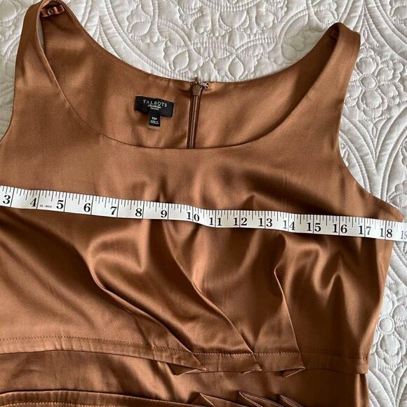 J. CREW SATIN BROWN SLEEVELESS MIDI DRESS size 10P - Picture 7 of 11